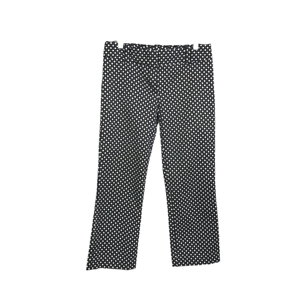 J. CREW Women's Chino Pants City Fit Black White Polka‎ Dots Cotton Stretch Sz 4